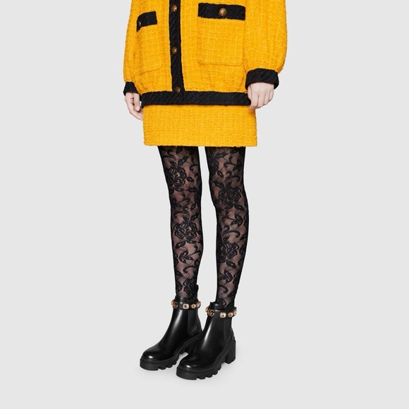 New GUCCI GG Calfskin Crystal GG Trip black Chelsea Ankle Boots - Picture 5 of 10